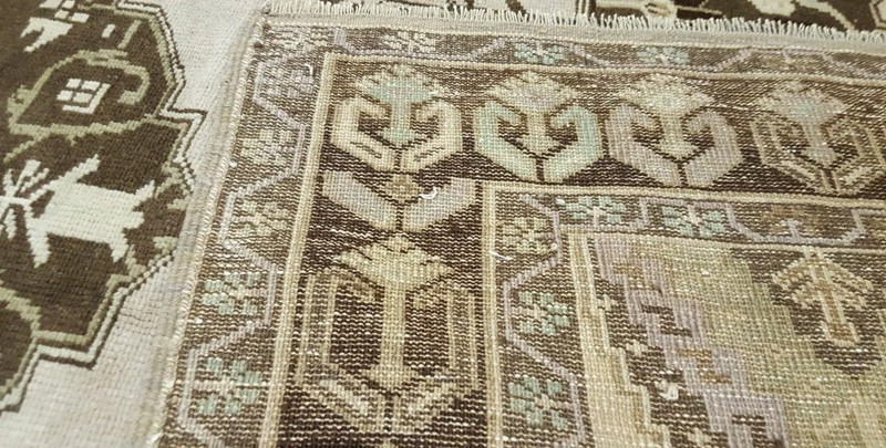 Exquisite Antique 1930-1940s Muted Dyes Decorative Ushak Rug 4’3”x 8’7” gallery