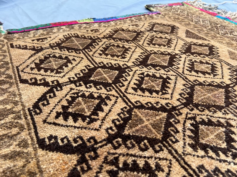 3.3x3.5 ft Antique Terracotta Rug Tribal Saddle Bag Style Hand Knotted Wool Rug gallery
