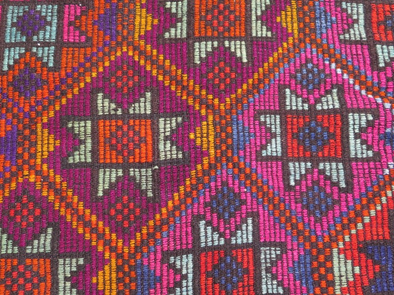 Turkish Kilim Boho Rugs, Handmade Floor Carpet, Multicolor Large Kelim 71"X104" gallery