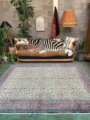Vintage Square Turkish Rug 237×198 cm, Tribal Wool Carpet Large