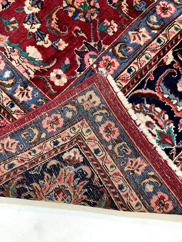 Antique Oriental Hand-Knotted Wool Area Rug Signed Red/Blue/Ivory 9'6" x 12'2" gallery