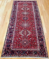 Vintage Heriz (Karaja Karajeh Krajeh) Hand-Woven Runner Rug 12′ 7″ x 5′ 4″