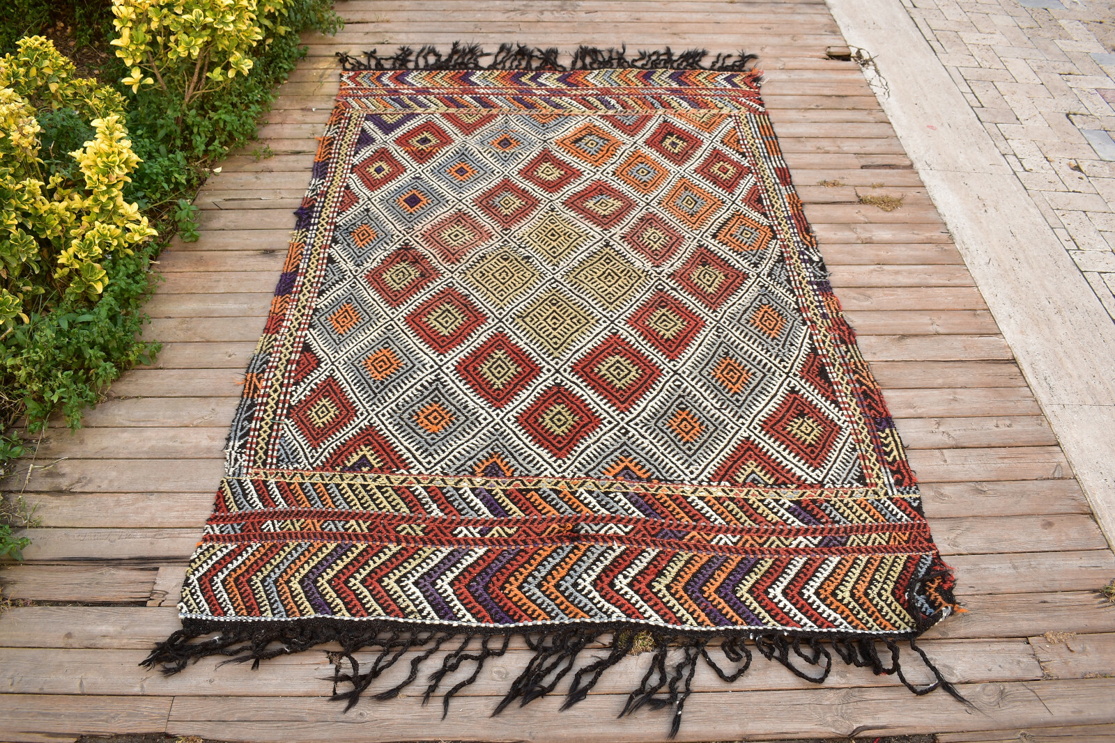 Turkish Kilim 58''x87'' Handwoven 4'x7' Cicim Kilim Oriental Tent Rug 148x223cm gallery