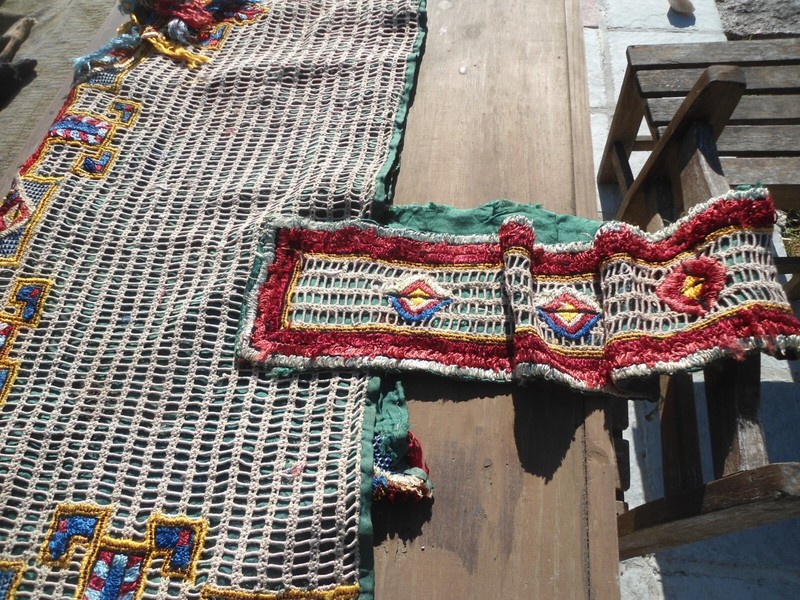 Vintage tribal textile oriental rug horse trapping cover horse blanket (2) gallery