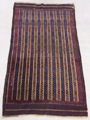 ANTIQUE BALUCHH STRIPPED HAND KNOTTED 3′ x 5’5″ WOOL TRIBAL ORIENTAL RUG