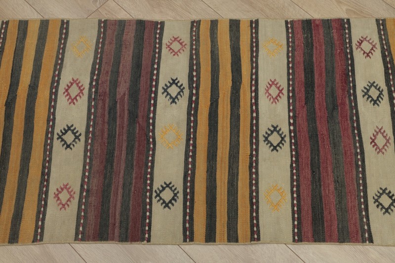 Cappadocia Ethnic Kilim Runner Rug Tribal Hand Knotted Striped Carpet 2x11ft gallery