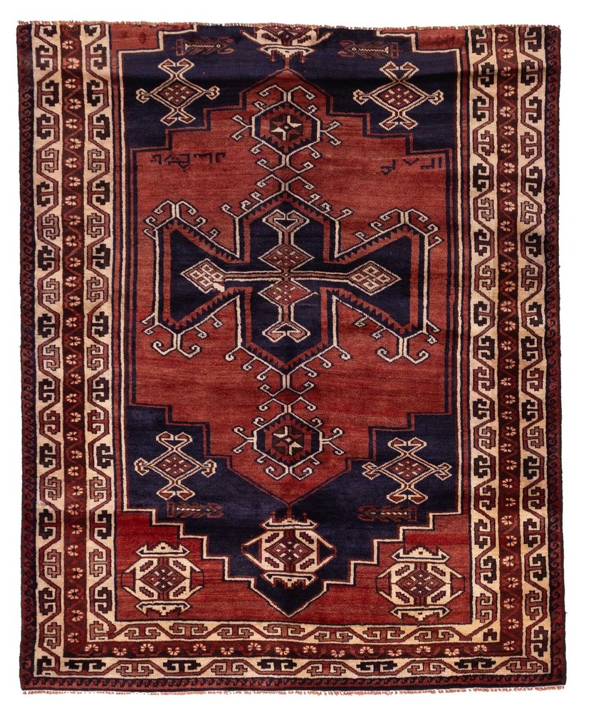 Traditional Vintage Hand-Knotted Area Rug 5'1" x 6'4" Oriental Wool Carpet