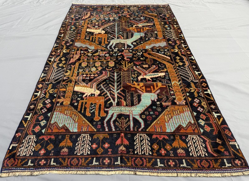 Antique Afghan Animal Pictorial Rug 4x6 Handmade Persian Style Oriental Carpet gallery