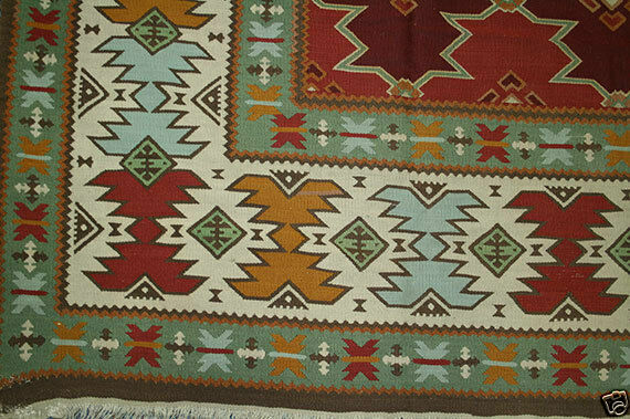 A Vintage 7'x9' Antique Moldavian Flat Weave Rug Moldavian Kilim Rug gallery