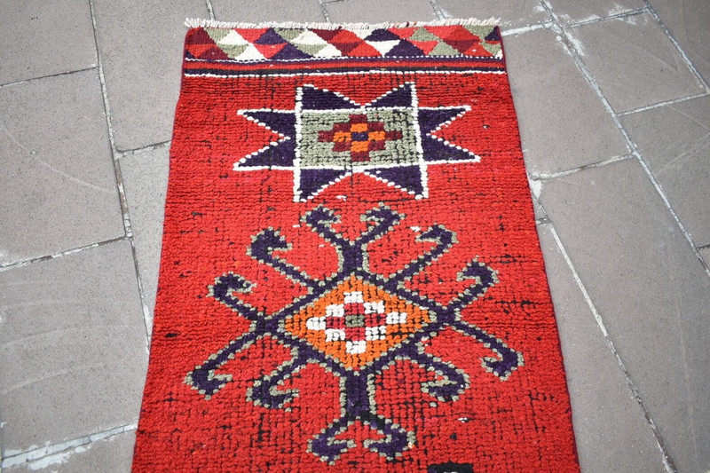 Vintage Turkish Runner Rug 34'' x 119'' Herki Hallway Rug Hand Knotted Area Rug gallery