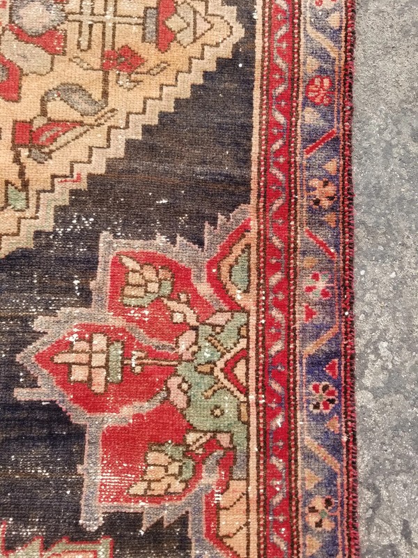 Distressed Vintage Handmade Shahsawan Wool Multicolor Runner Rug 296x96cm gallery