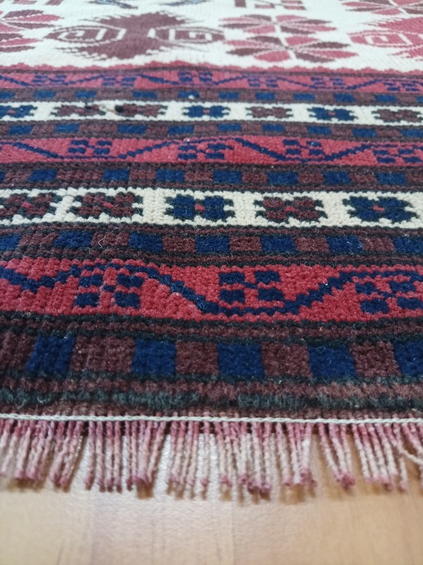 White Blue Runner Rug Antique 4x7 Rug Handmade Room Decor Rug Free Ship Rug gallery