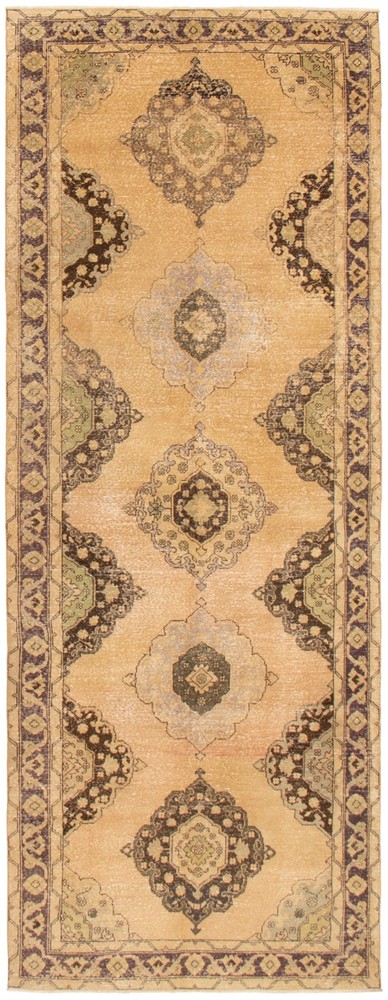 Vintage 4'8" x 12'5" Traditional Hand Knotted Vegetable Dye Wool Area Rug