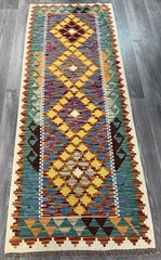 Handmade Kilim Runner wool natural colours Afghan Traditional 202cmx79cm