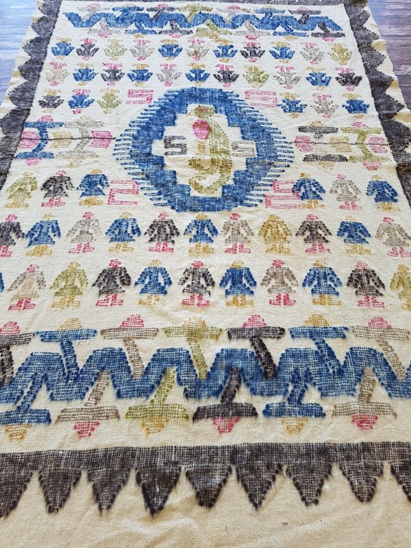 Vintage Handmade Traditional Antique Peruvian Kilim Floor Rug Carpet 229x149 cm gallery