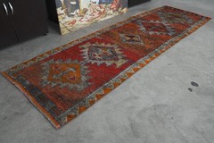 3×9 runner rug handmade vintage turkish rug runner oushak oriental carpet,300