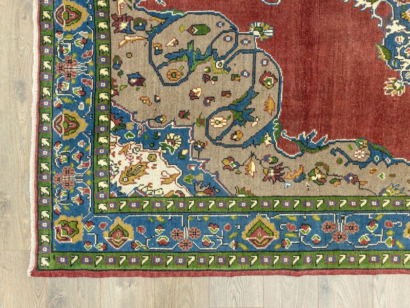 Unique 6.9x11.9 ft Handwoven Turkish Oushak Rug, Red Blue Green Vintage Area Rug gallery
