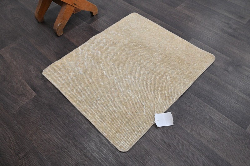 Oushak Turkish Doormat Rug 2x2 BEIGE Anatolian Handmade Vintage Small Kilim Rug gallery