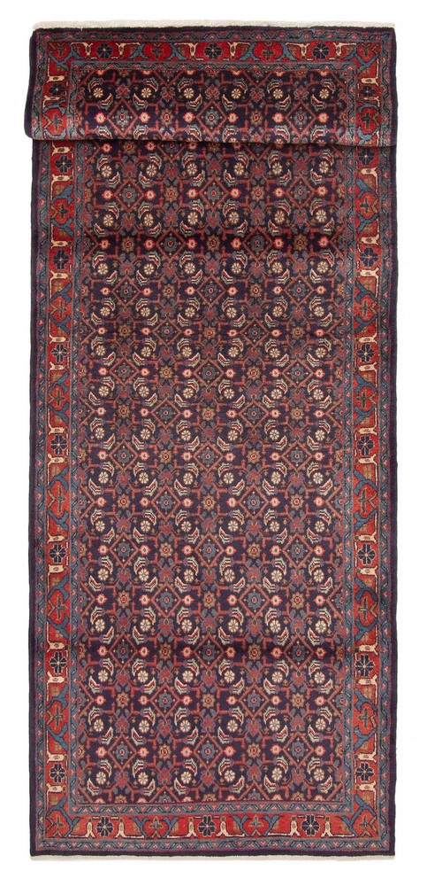 3'7" x 10'4" Vintage Hand-knotted Runner Rug Traditional Oriental Wool Carpet