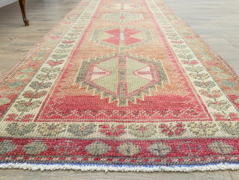Turkish Oushak Runner – Vintage Wool Handmade Long – 2.11x11.9 ft Hallway Rug gallery