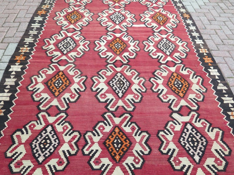 Anatolia Kilim, Vintage Rug, Floor Rug, Red Kelim, Area Rug 80"X120" Wool Carpet gallery