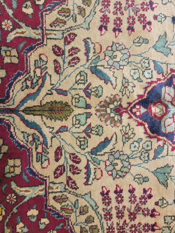 Antique Oriental Hand-Knotted Wool Area Rug Beige/Red/Blue/Green 6'11" x 10'2" gallery