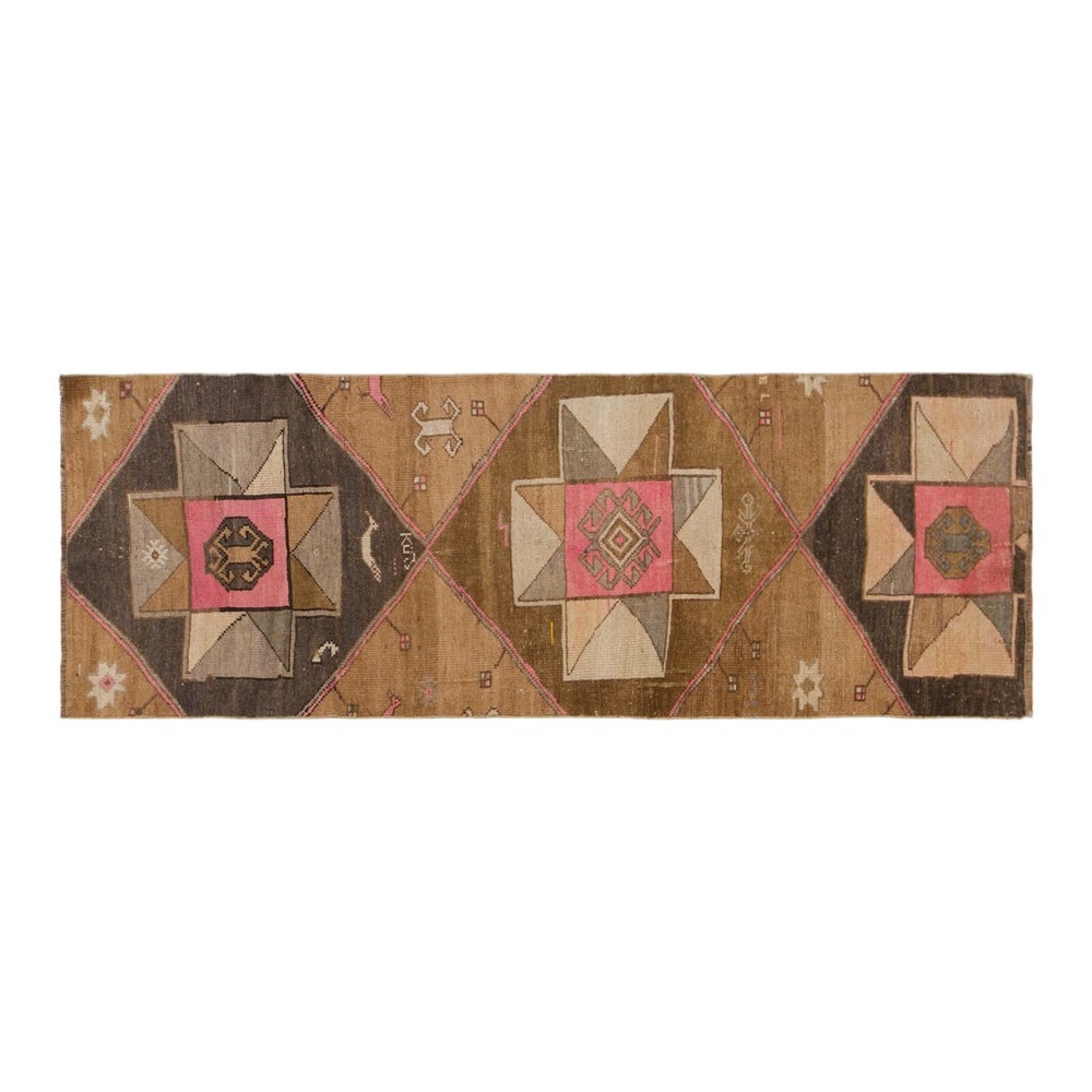 2'5" x 7'3" | 73 x 220 cm, Vintage Turkish Wool Rug, Handwoven Hallway Runner