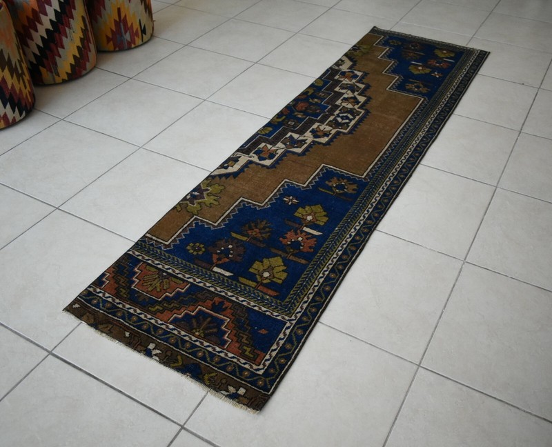 Vintage Runner 7.4x2 ft Oushak Runner Anatolian Rug Faded Turkish Runner R08 gallery