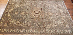Exquisite Antique 1930-1940s Muted Ivory Colors Wool Pile Hereke Rug 7x10ft