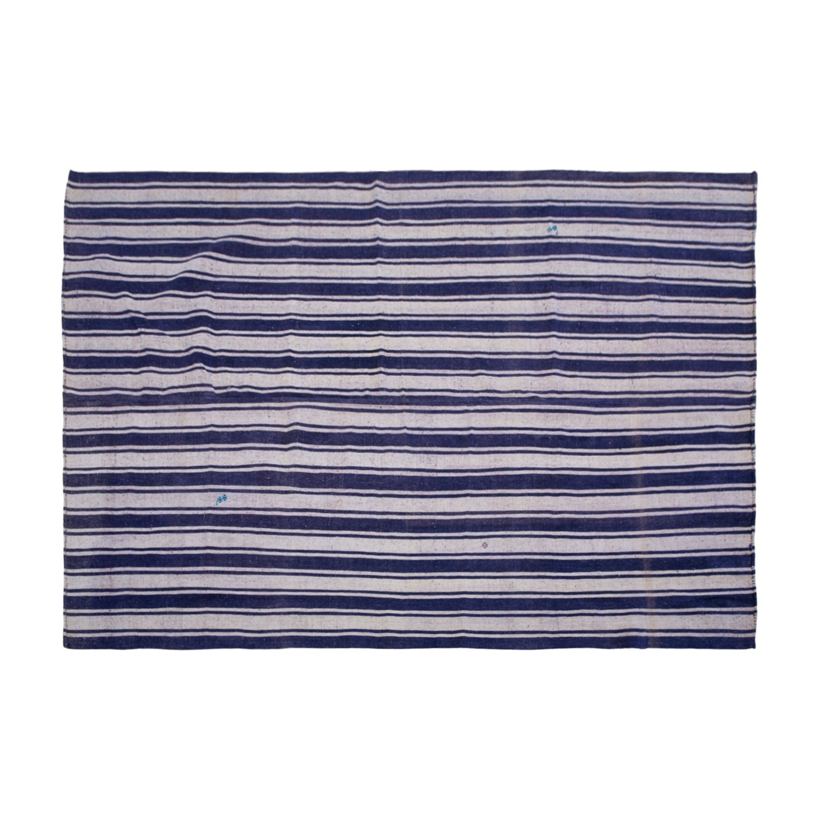 Vintage Turkish Minimalist Kilim 205x288cm – 1960s Handwoven Wool Striped Carpet gallery