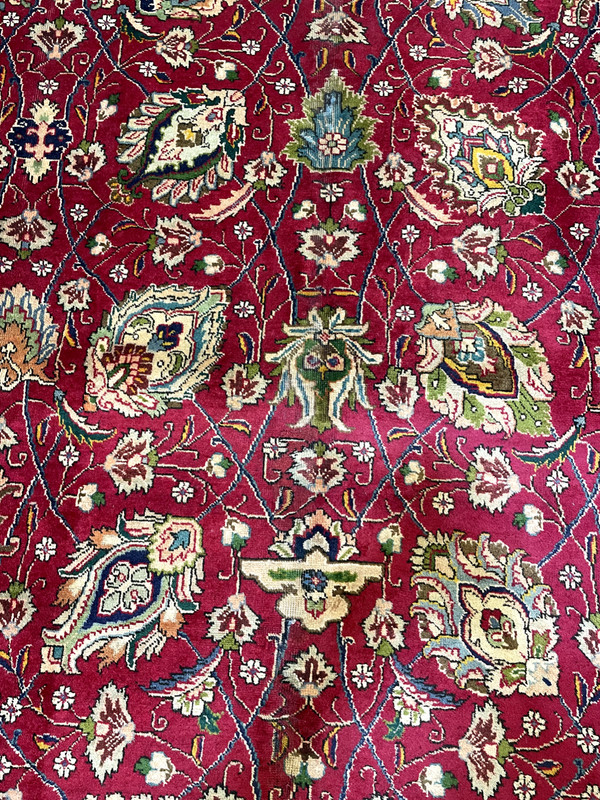 Antique Oriental Hand-Knotted Wool Area Rug Red/Ivory/Blue/Green 9'8" x 15'9" gallery