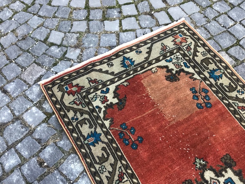 Turkish Vintage Rug Handmade Wool Rug Bohemian Runner Rug Home Rug gallery