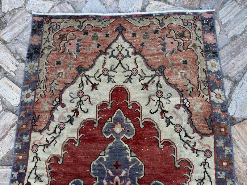 Hand-Woven Area Oushak Carpet 3x7 Pale Orange Wool Traditional Rug Home gallery
