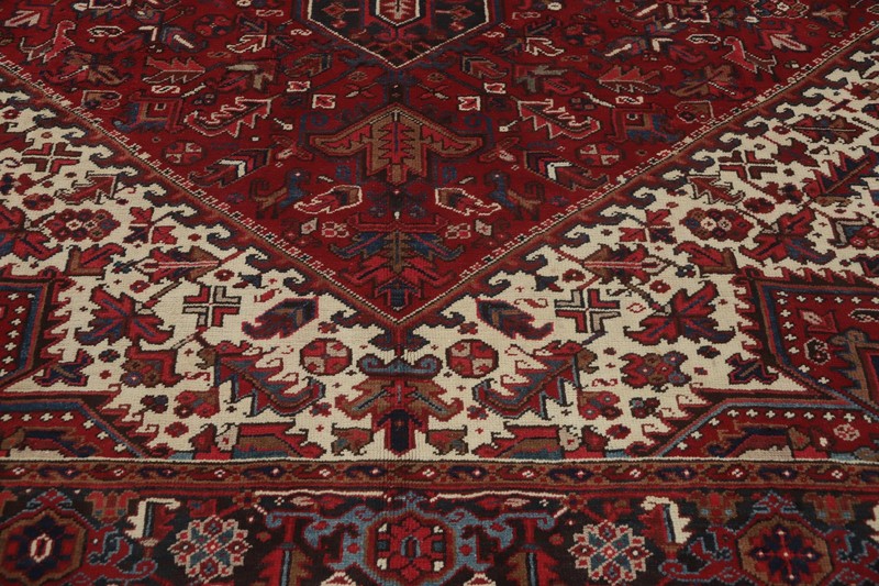 Red Traditional Style Geometric Wool Hand-knotted Vintage Area Rug 9x11 ft gallery