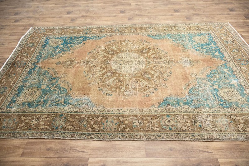 Semi-Antique Distressed Floral Muted Oriental Rug Dining Room Carpet 7x10 Ft gallery