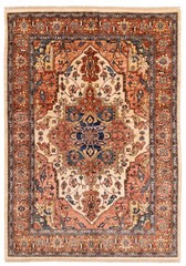 Vintage Ivory Traditional 5’7″ x 7’10” Hand-Knotted Oriental Wool Area Rug