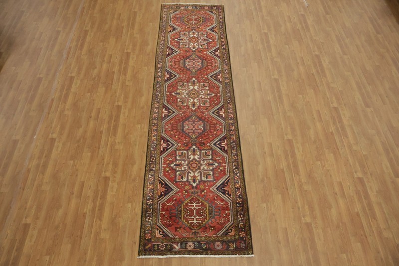 Traditional Runner Rug Handmade Wool with Intricate Patterns and Warm Hues 4x13 gallery