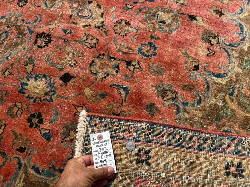 8x11 PINK ANTIQUE RUG ORIENTAL HAND-KNOTTED handmade real colorful coral 8x10 ft gallery