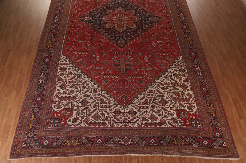 Antique Vegetable Dye Geometric Heriz Handmade 13x23 Oversize Area Rug gallery