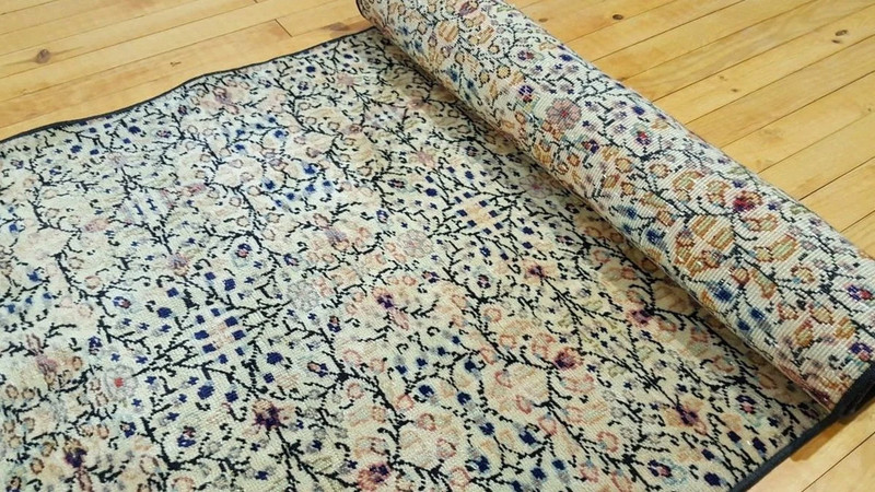 Rare Cr1930-1939s Antique 2'10"×9'5'' Wool Pile Floral Hereke Runner Rug gallery