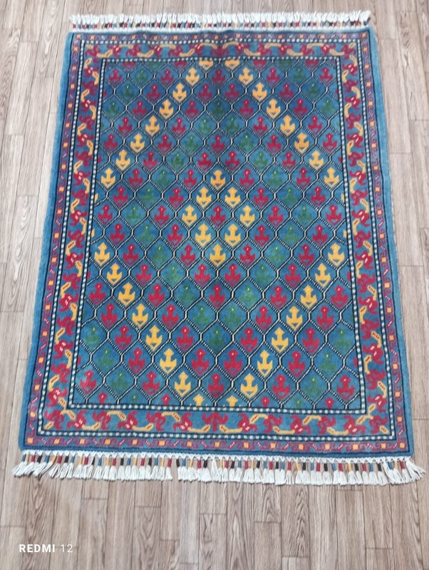 Vintage Afghani Rug - Traditional Geometric Pattern, Handwoven 1.03 x 0.78 m, Tr gallery