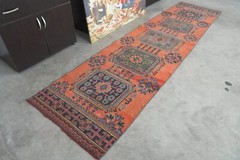 3×11 turkish area runner rug, hand-knotted vintage oushak rug, boho decor, 06