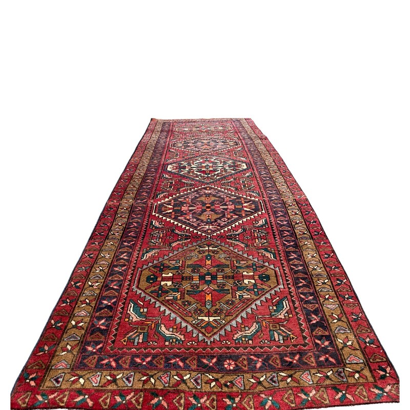 VINTAGE HERIZ RUNNER HAND MADE HALLWAY PERSIAN WOOL RUG CARPET 10'5" x 3'7" gallery