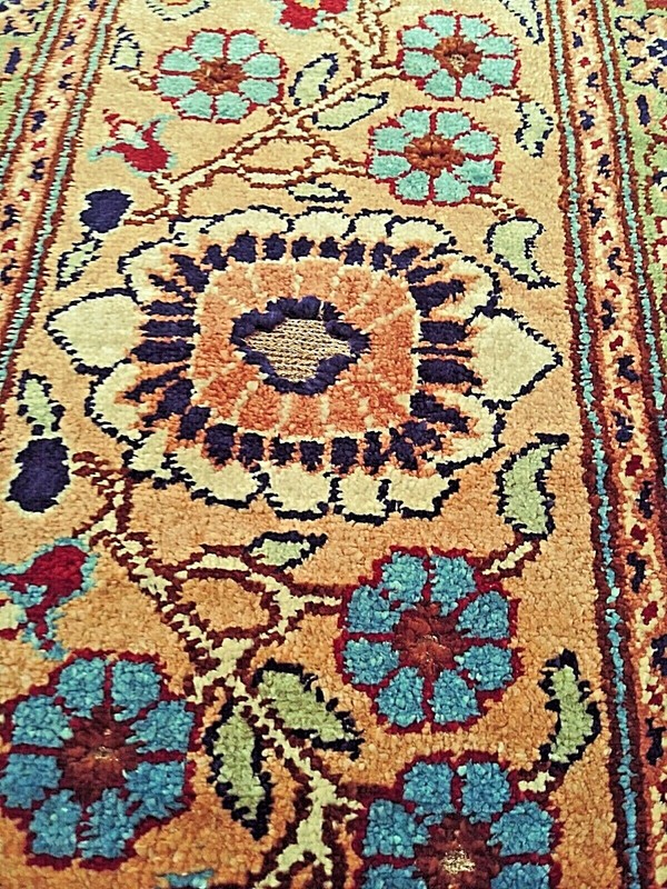 SUPER FINE GENUINE ALL SILK TURKISH PRAYER RUG WITH GOLD THREAD gallery