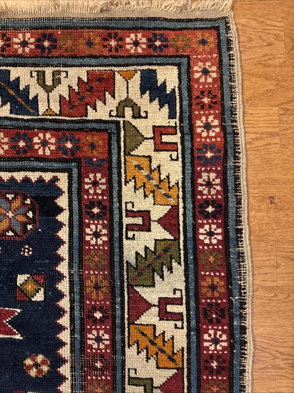 4 X 6 Antique Unusual Shirvan Rug Caucasian Navy Ivory Crimson Olive Beige gallery
