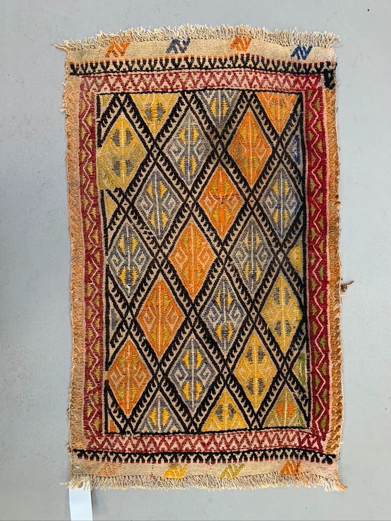 Vintage Turkish Mini Kilim 92x54 cm Wool Small Kelim Runner, shabby Chic gallery