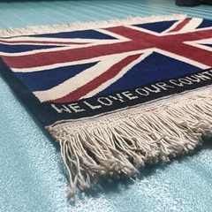 2′x1′ United Kingdom Flag Patriotic Caption Hand Knotted Woollen Rug