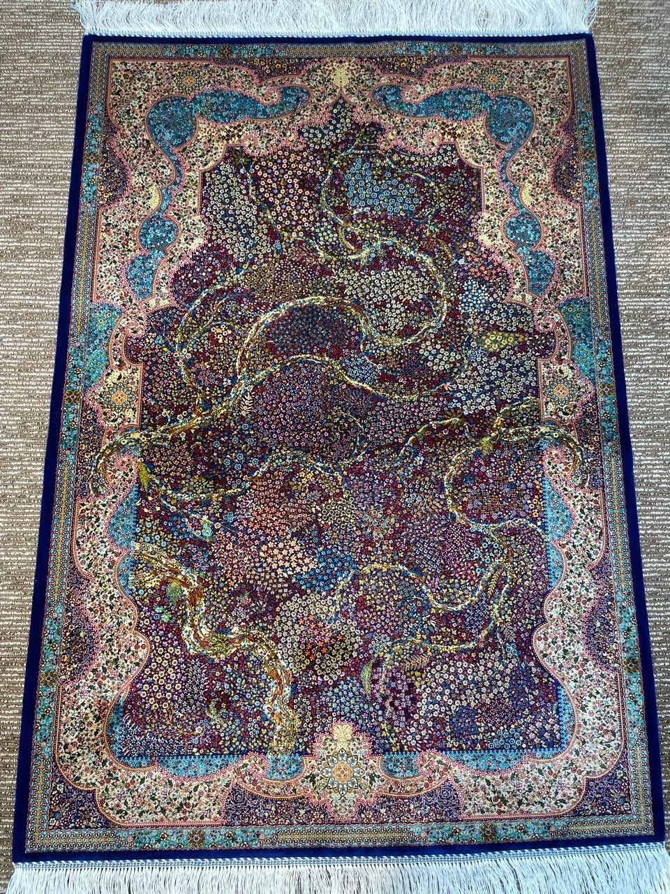 Silk Rug 3 x 5 ft High Quality Floral Pattern Tree Of Life Design 91 x 152 gallery