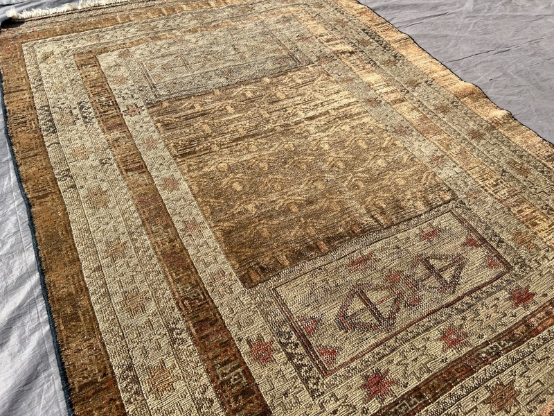 Terracotta Antique Afghan Baluchi Rug 3x4 Muted Geometric Turkmen Faded Carpet gallery