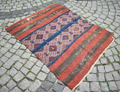 Fabulous Antique Rug 3’5 x 4’5 ft Anatolian Collector’s Item Sumak Kilim Chuval